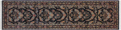 handmade Traditional Kashan Black Gray Hand Knotted RUNNER 100% WOOL area rug 3x10