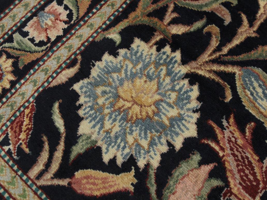handmade Traditional Kamal Black Blue Hand Knotted RUNNER 100% WOOL area rug 3x10