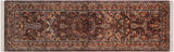 handmade Traditional Gulab Brown Blue Hand Knotted RUNNER 100% WOOL area rug 3x8