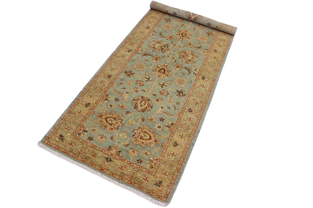 handmade Traditional Kafkaz Blue Green Hand Knotted RUNNER 100% WOOL area rug 4 x 12