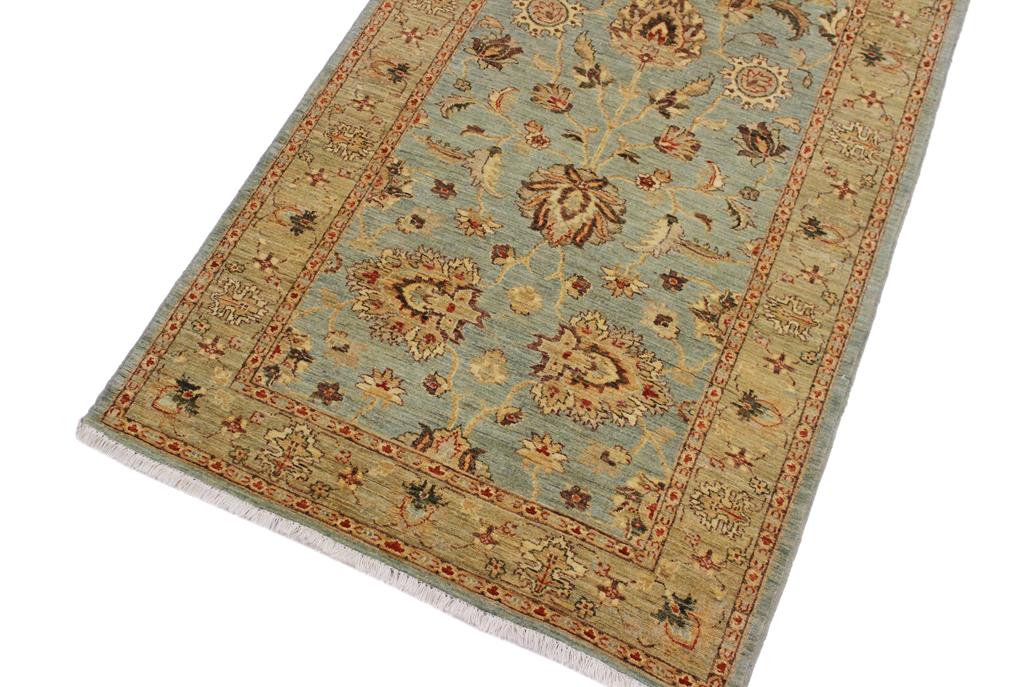 handmade Traditional Kafkaz Blue Green Hand Knotted RUNNER 100% WOOL area rug 4 x 12