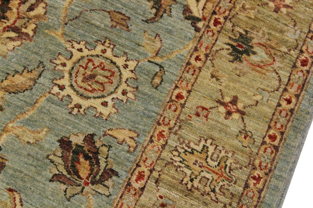 handmade Traditional Kafkaz Blue Green Hand Knotted RUNNER 100% WOOL area rug 4 x 12