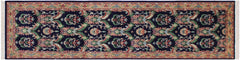 handmade Traditional Kashan Blue Gold Hand Knotted RUNNER 100% WOOL area rug 3x10