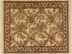 handmade Transitional Basan Beige Gray Hand Knotted RECTANGLE 100% WOOL area rug 4x6