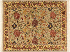 handmade Transitional Kamal Taupe Gold Hand Knotted RECTANGLE 100% WOOL area rug 4x6