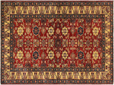 Rustic Super Kazak Karlyn Red/Beige Wool Rug - 4'1'' x 5'10''
