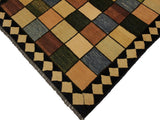 Contemporary Gabbeh Geri Beige/Black Wool Rug - 4'0'' x 5'4''