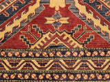 handmade Geometric Super Kazak Red Beige Hand Knotted RECTANGLE 100% WOOL area rug 4x6
