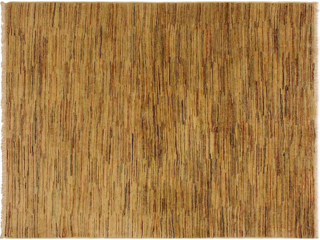 Modern Gabbeh Bennie Beige/Rust Wool Rug - 4'0'' x 5'9''