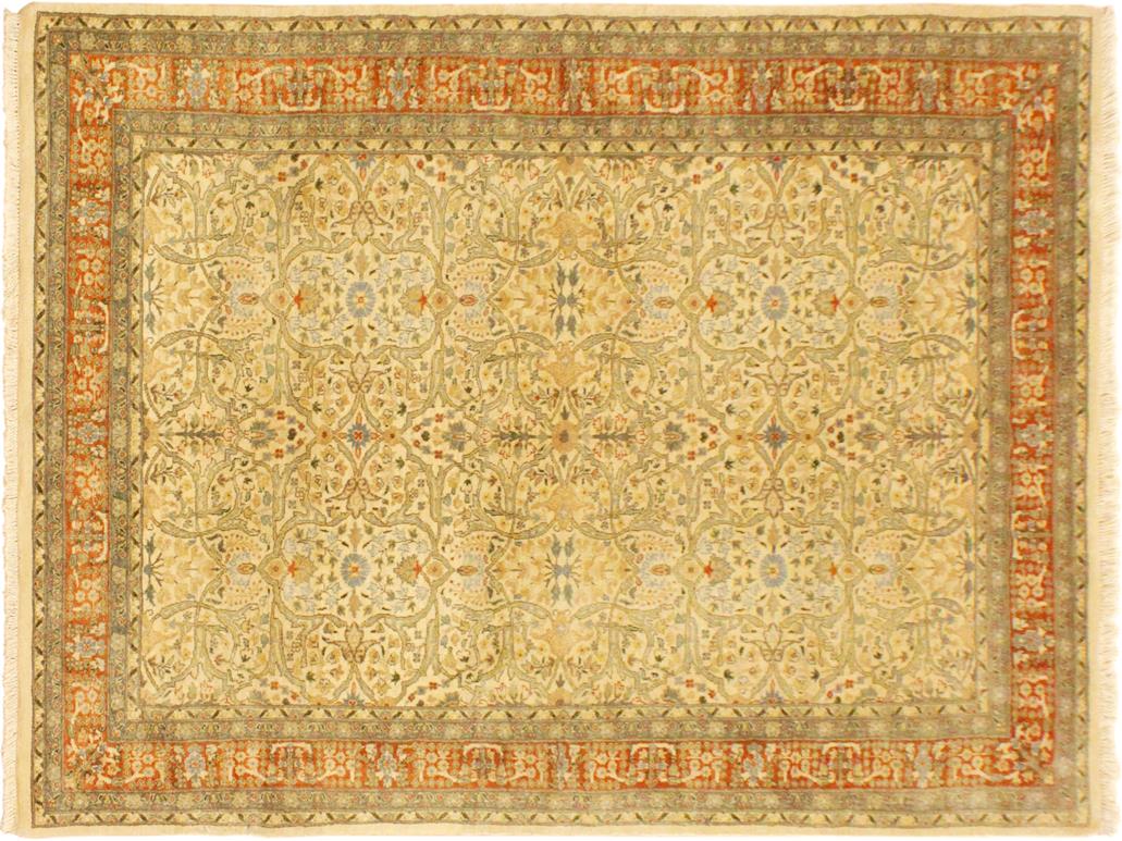handmade Traditional Tabriz Beige Rust Hand Knotted RECTANGLE 100% WOOL area rug 4x6