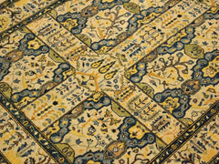 handmade Traditional Design Ivory Teal Hand Knotted RECTANGLE 100% WOOL area rug 4x6