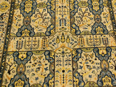 handmade Traditional Design Ivory Teal Hand Knotted RECTANGLE 100% WOOL area rug 4x6