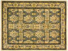 handmade Traditional Design Ivory Teal Hand Knotted RECTANGLE 100% WOOL area rug 4x6