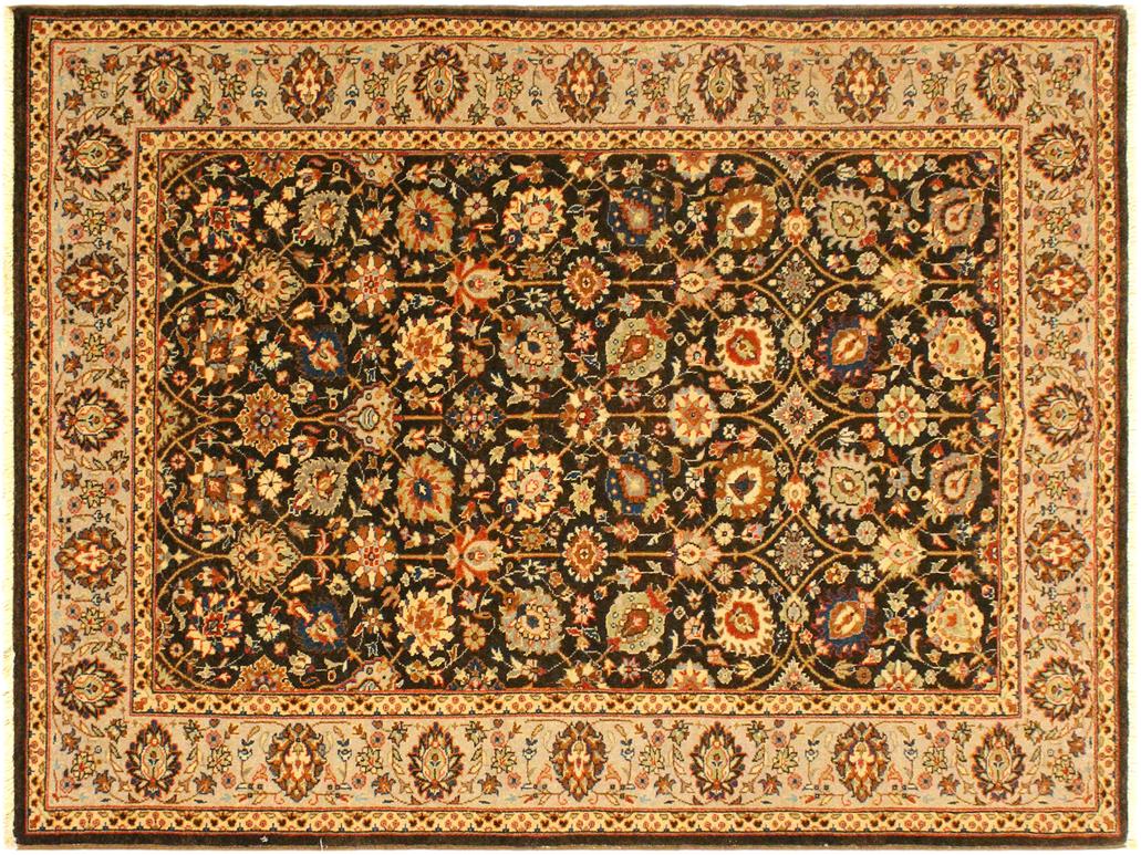 handmade Traditional Design Brown Lt. Tan Hand Knotted RECTANGLE 100% WOOL area rug 4x6