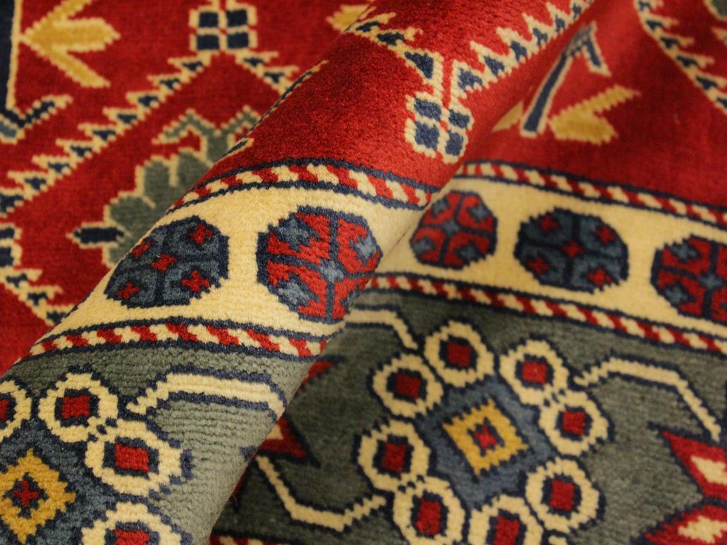 handmade Geometric Sherwan Red Gray Hand Knotted RECTANGLE 100% WOOL area rug 4x6