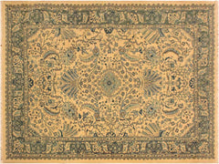 handmade Traditional Design Ivory Lt. Green Hand Knotted RECTANGLE 100% WOOL area rug 4x6