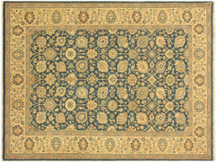 handmade Transitional Design Teal Blue Ivory Hand Knotted RECTANGLE 100% WOOL area rug 4x6