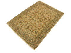 handmade Transitional Design Tan Green Hand Knotted RECTANGLE 100% WOOL area rug 4x6
