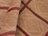 Modern Gabbeh Bess Tan/Aubergine Wool Rug - 7'10'' x 9'8''