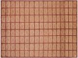 Modern Gabbeh Bess Tan/Aubergine Wool Rug - 7'10'' x 9'8''