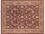 handmade Traditional Agra Maroon Taupe Hand Knotted RECTANGLE 100% WOOL area rug 8x10