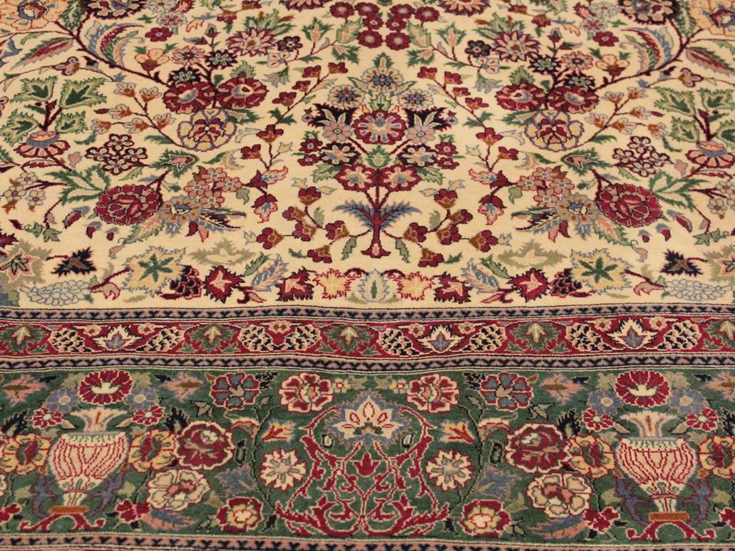 handmade Traditional Barsat Ivory Green Hand Knotted RECTANGLE 100% WOOL area rug 9x12