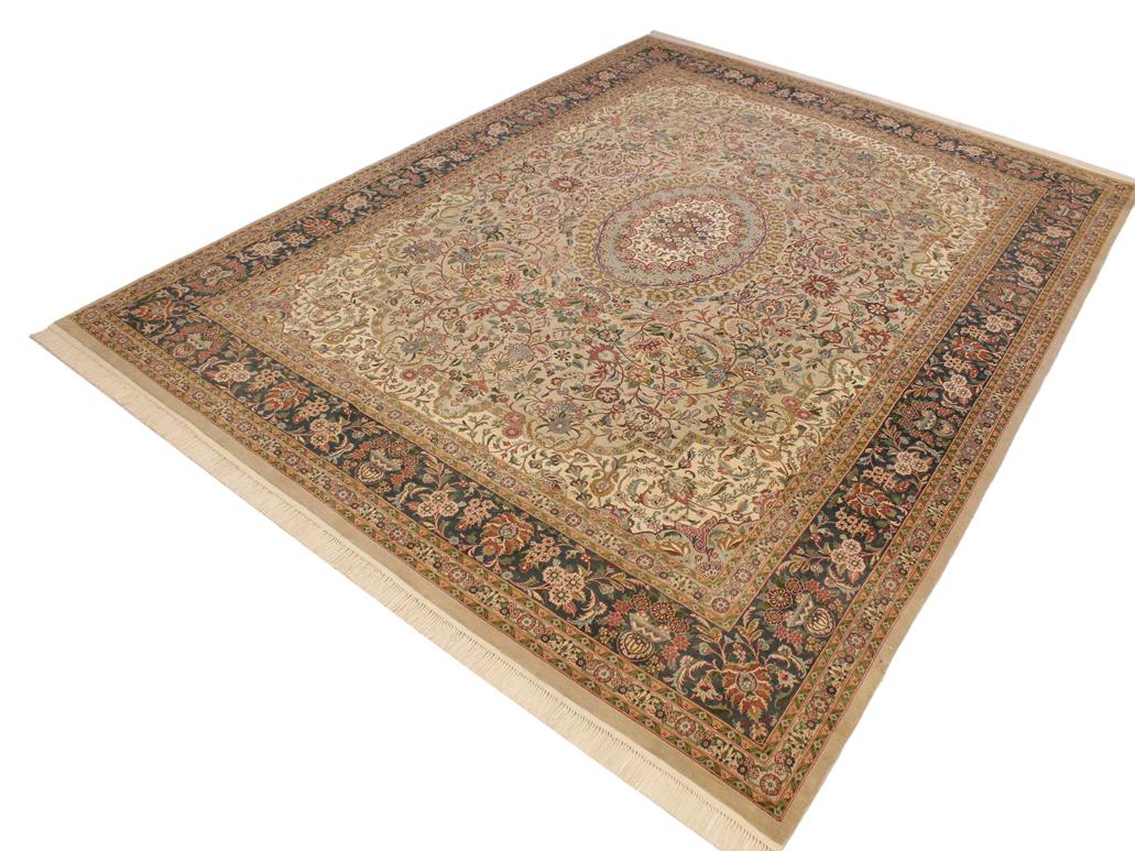 handmade Traditional Anarlaki Taupe Green Hand Knotted RECTANGLE 100% WOOL area rug 9x12