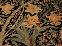 handmade Traditional Dafodils Black Taupe Hand Knotted RECTANGLE 100% WOOL area rug 9x12