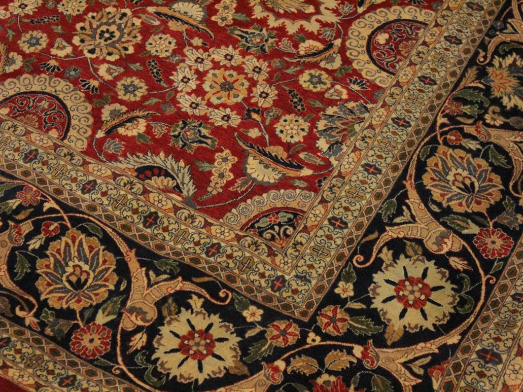 handmade Traditional Agra Tabriz Red Blue Hand Knotted RECTANGLE 100% WOOL area rug 9x12