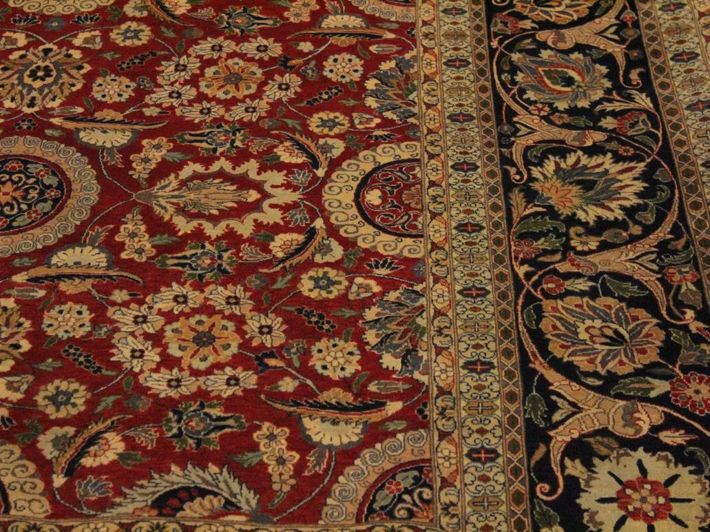 handmade Traditional Agra Tabriz Red Blue Hand Knotted RECTANGLE 100% WOOL area rug 9x12