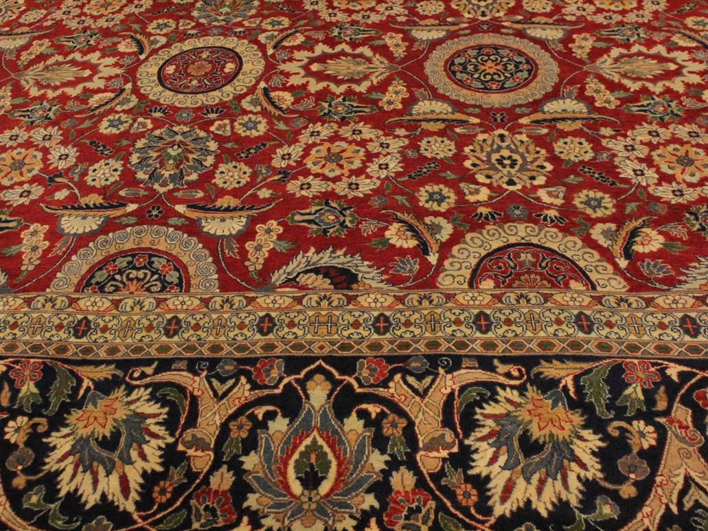 handmade Traditional Agra Tabriz Red Blue Hand Knotted RECTANGLE 100% WOOL area rug 9x12