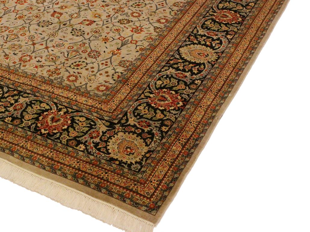 handmade Traditional Regular Beige Black Hand Knotted RECTANGLE 100% WOOL area rug 9x12