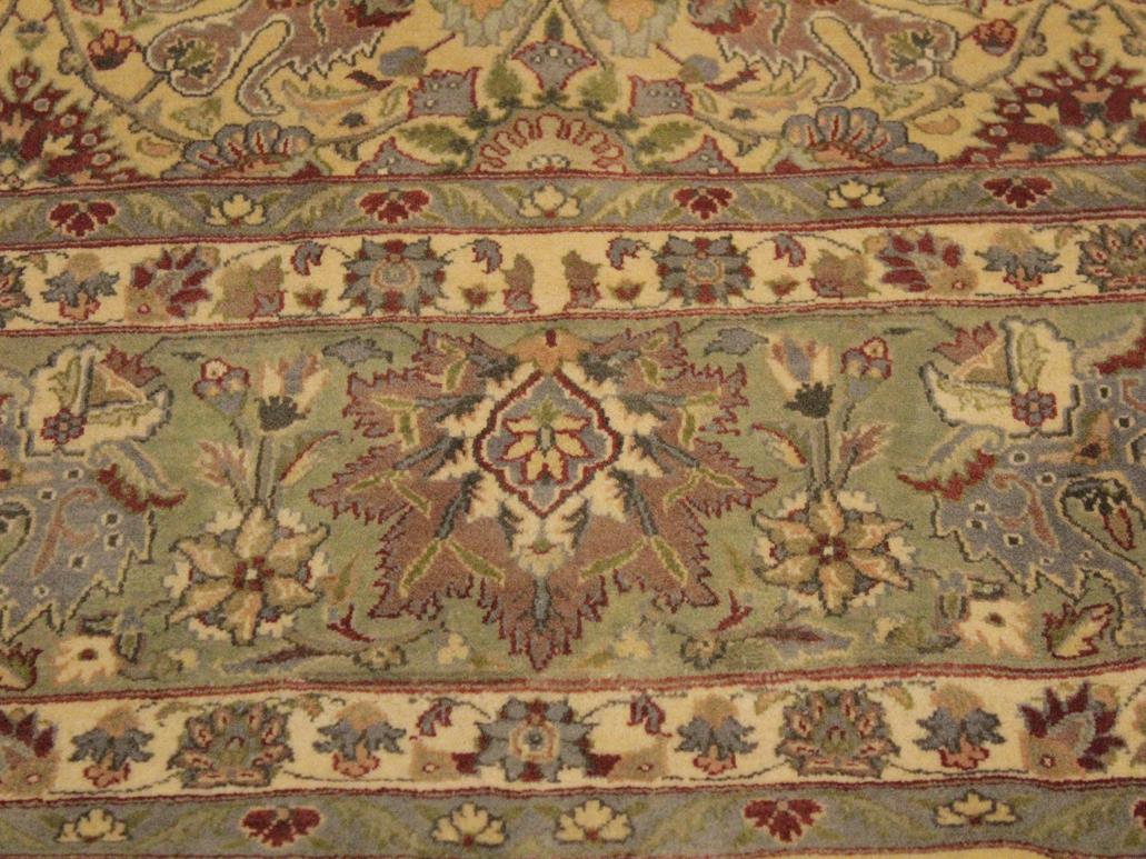 handmade Transitional Tabriz Gold Green Hand Knotted RECTANGLE 100% WOOL area rug 9x12