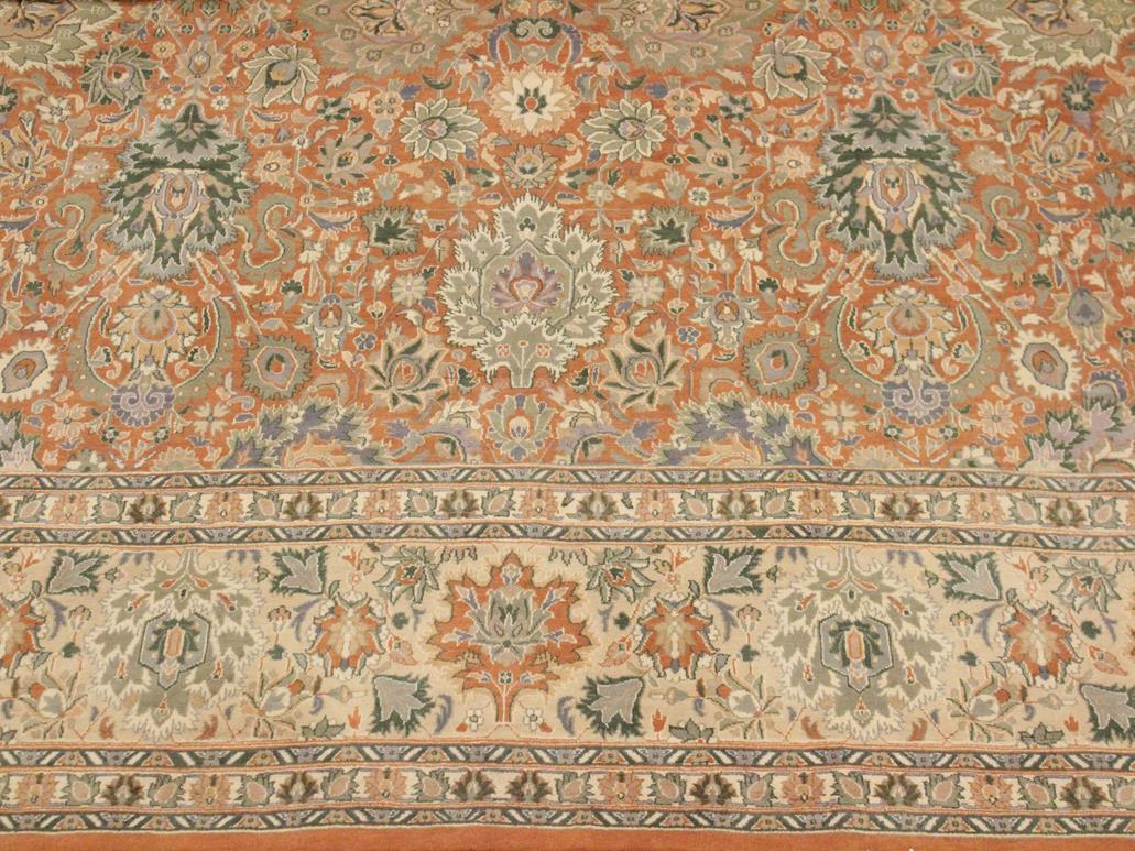 handmade Transitional Lahore Rust Beige Hand Knotted RECTANGLE 100% WOOL area rug 9x12