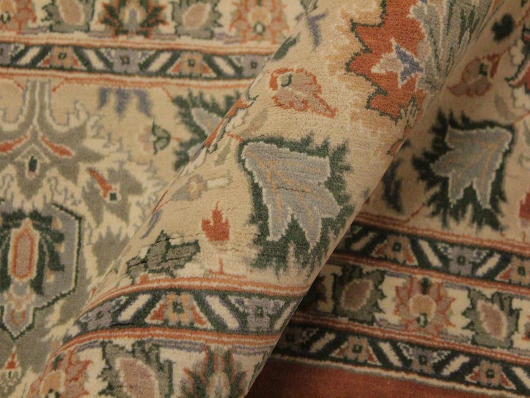 handmade Transitional Lahore Rust Beige Hand Knotted RECTANGLE 100% WOOL area rug 9x12