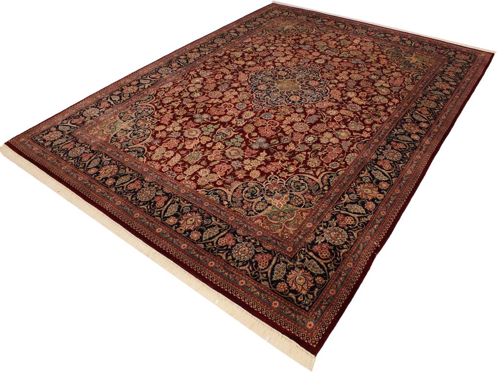 handmade Traditional Kashan Red Blue Hand Knotted RECTANGLE 100% WOOL area rug 9x12