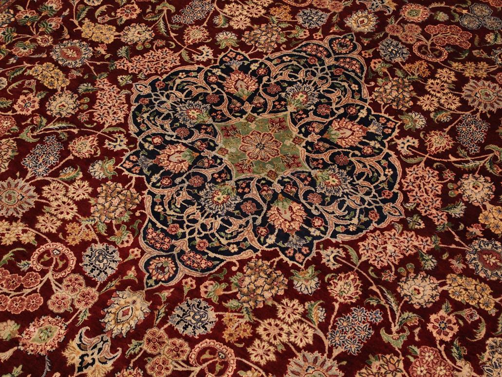 handmade Traditional Kashan Red Blue Hand Knotted RECTANGLE 100% WOOL area rug 9x12