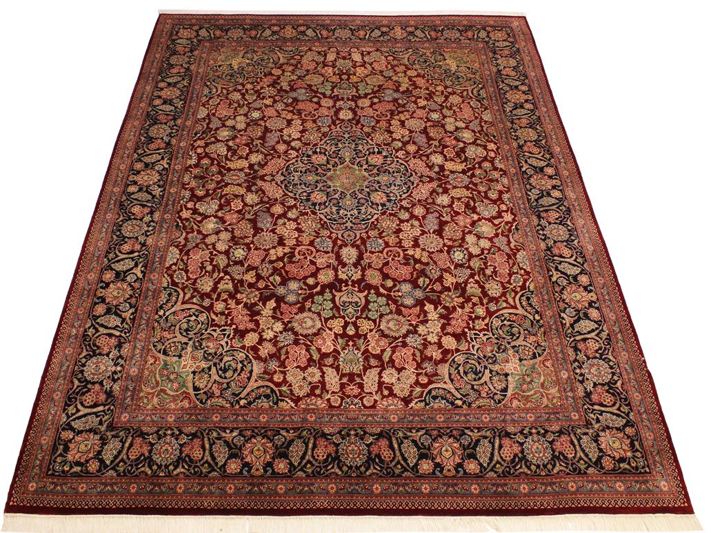 handmade Traditional Kashan Red Blue Hand Knotted RECTANGLE 100% WOOL area rug 9x12