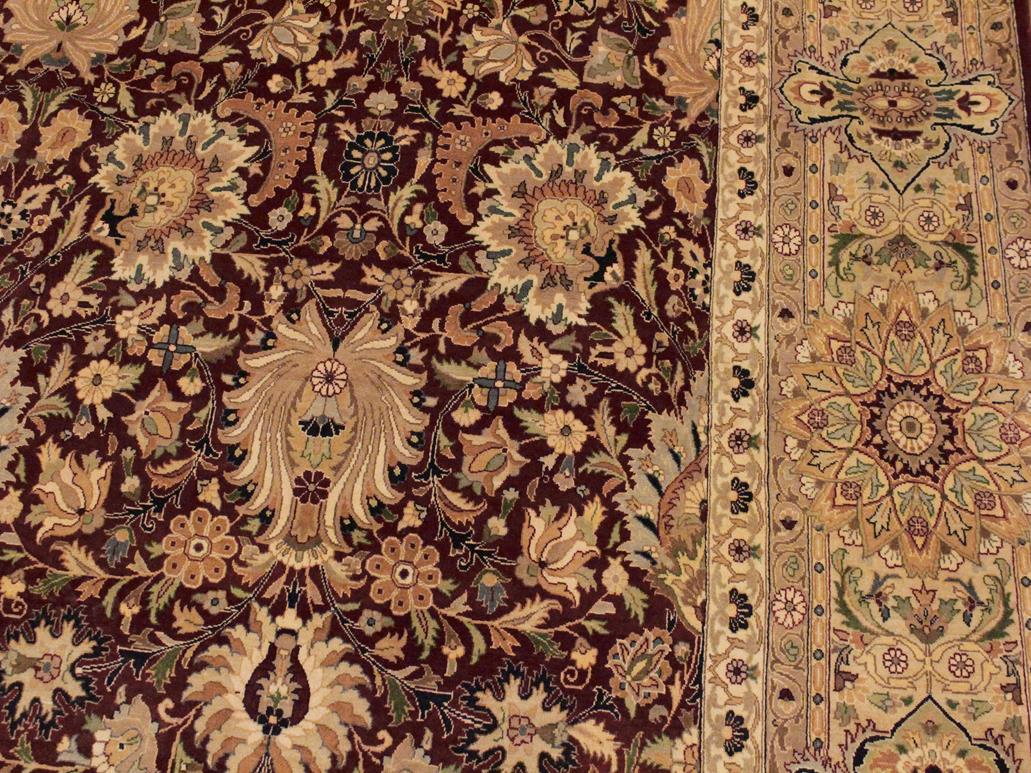 handmade Transitional Lahore Red Beige Hand Knotted RECTANGLE 100% WOOL area rug 9x13