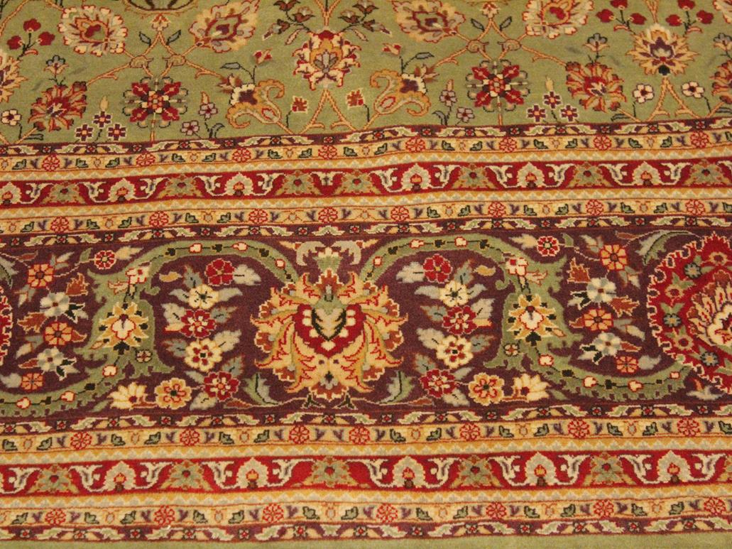 handmade Transitional Regular Green Aubergine Hand Knotted RECTANGLE 100% WOOL area rug 9x11