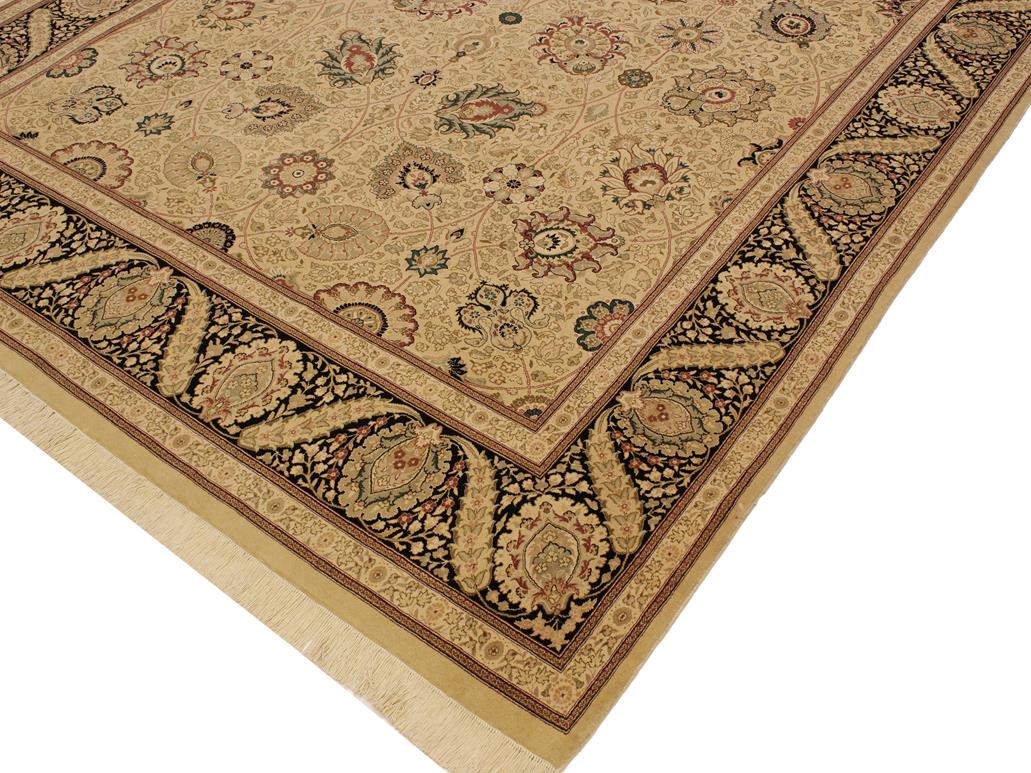 handmade Traditional New Mubashe Beige Black Hand Knotted RECTANGLE 100% WOOL area rug 9x13