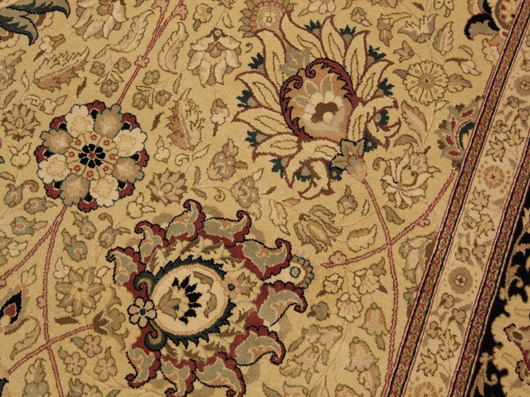 handmade Traditional New Mubashe Beige Black Hand Knotted RECTANGLE 100% WOOL area rug 9x13