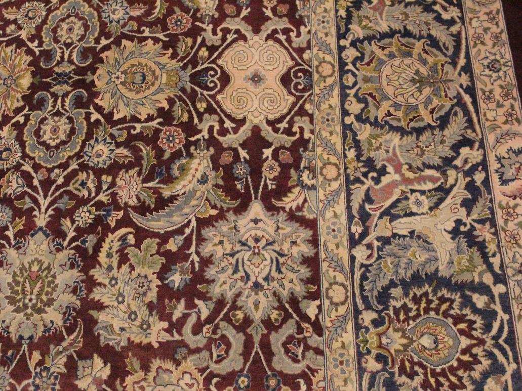 handmade Transitional Agra Maroon Blue Hand Knotted RECTANGLE 100% WOOL area rug 9x12