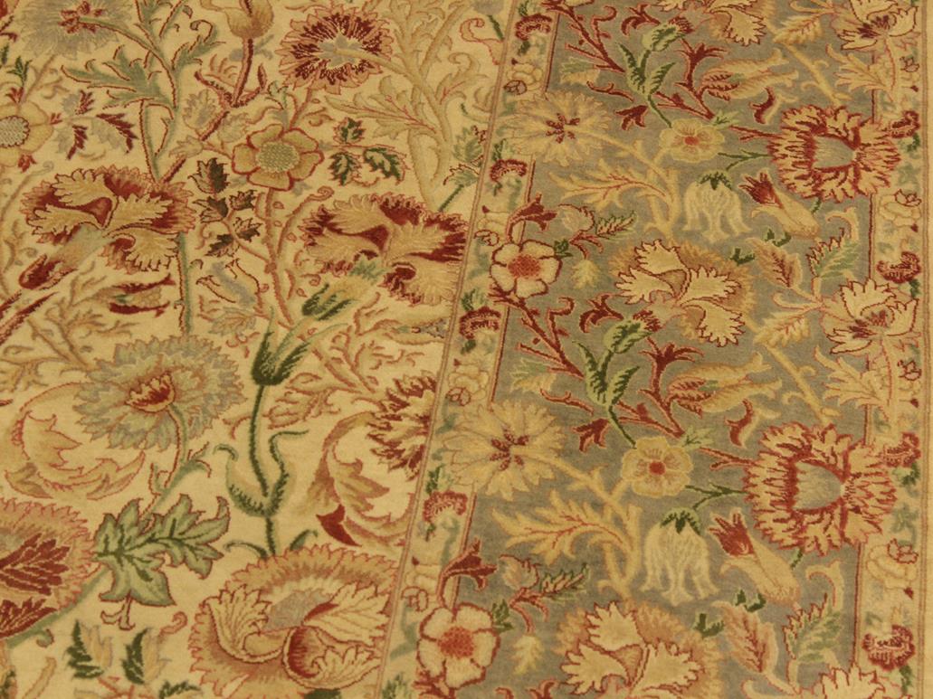 handmade Traditional Irfan Beige Gray Hand Knotted RECTANGLE 100% WOOL area rug 9x13