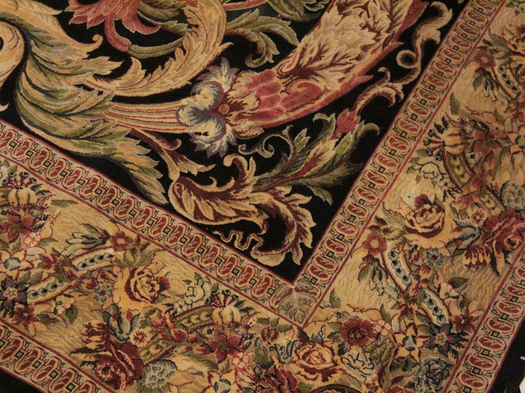 handmade Traditional Chand Black Beige Hand Knotted RECTANGLE 100% WOOL area rug 9x11