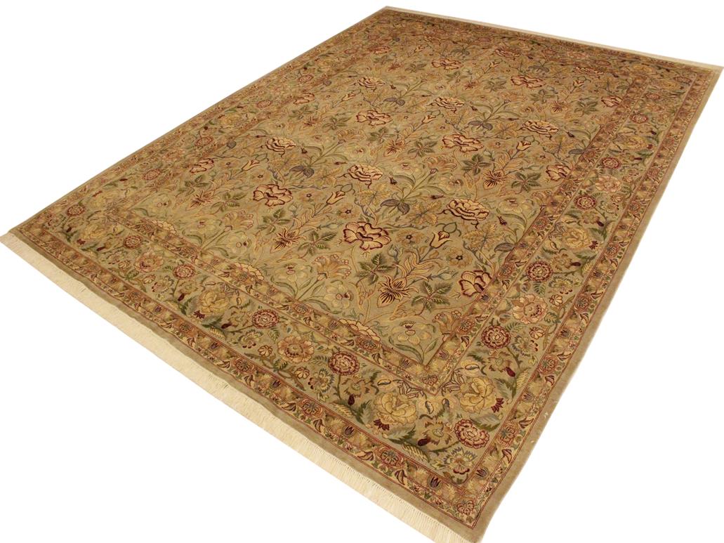 handmade Traditional Lily Taupe Red Hand Knotted RECTANGLE 100% WOOL area rug 9x12