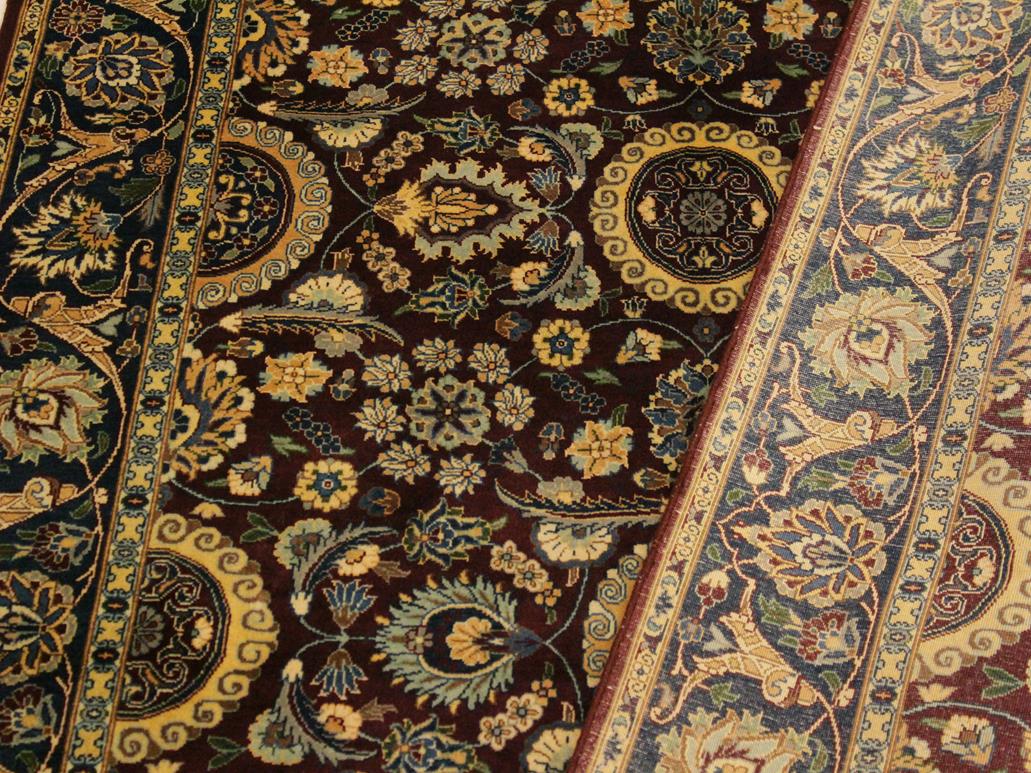 handmade Traditional Agra Tabriz Maroon Blue Hand Knotted RECTANGLE 100% WOOL area rug 5x7