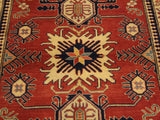 handmade Geometric Super Kazak Rust Beige Hand Knotted RECTANGLE 100% WOOL area rug 4x6