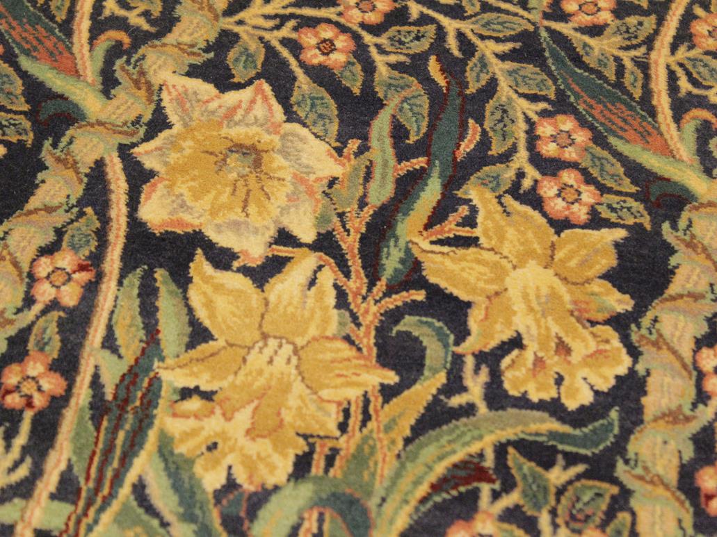 handmade Traditional Dafodils Blue Taupe Hand Knotted RECTANGLE 100% WOOL area rug 4x6