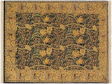 handmade Traditional Dafodils Blue Taupe Hand Knotted RECTANGLE 100% WOOL area rug 4x6